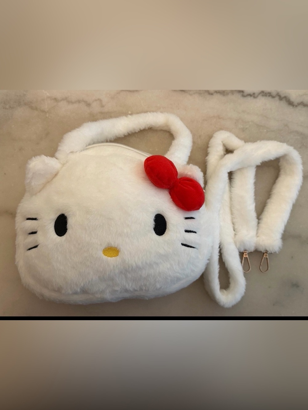 Sanrio Hello Kitty Plush Crossbody Bag in White and Red